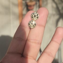 14kt Diamond cut gold nugget earrings 