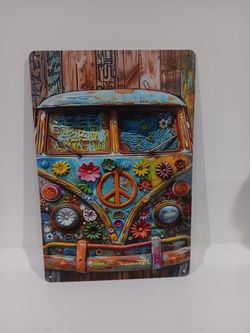 8x12 Hippy bus metal sign