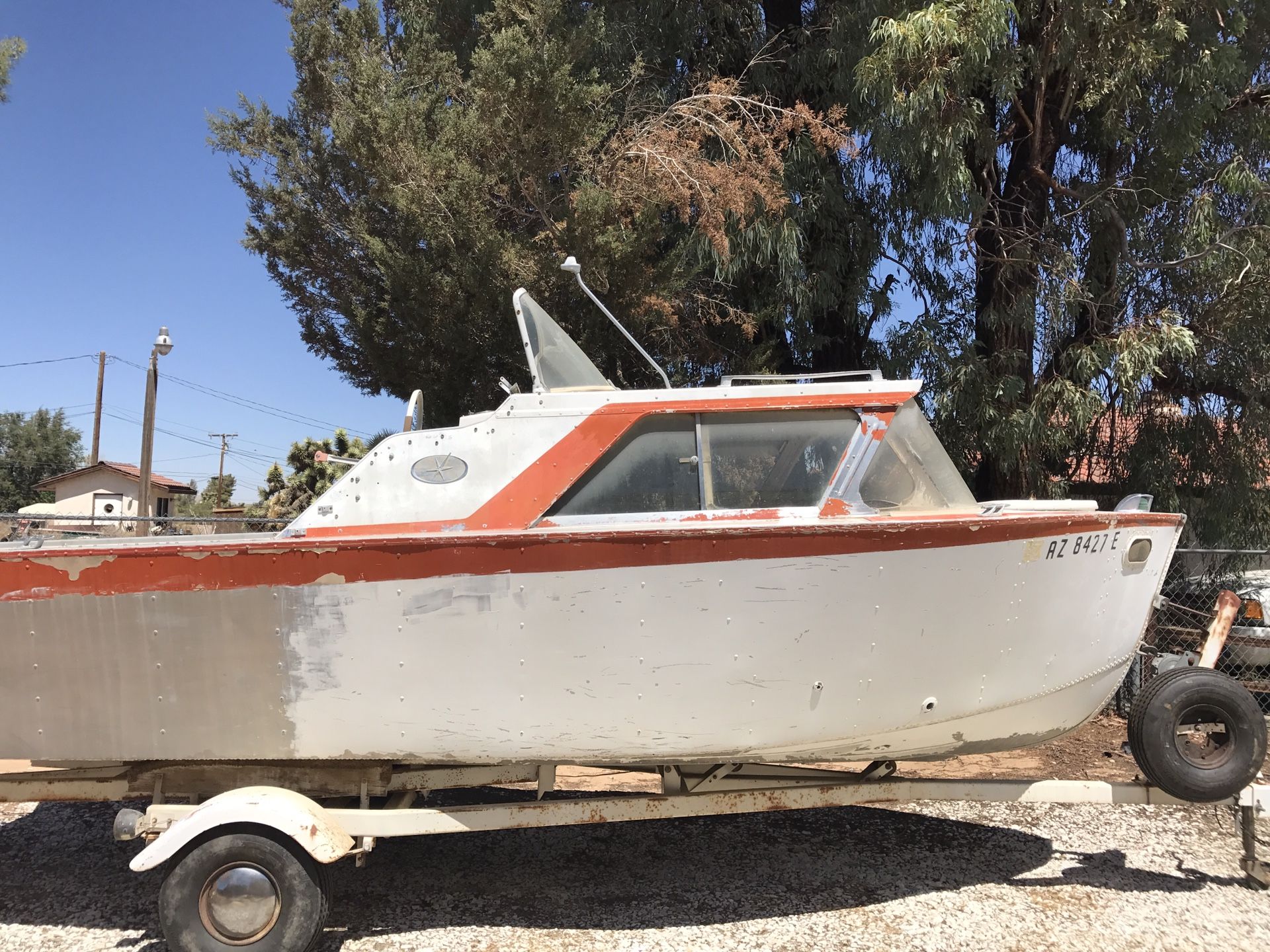 1963 18ft aluminum lone star boat & trailer for restoration