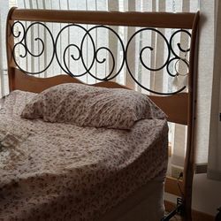 Wood & Metal Bed Frame – Good Condition