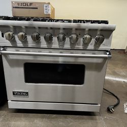 Viking 36”Wide Dual Fuel Range Stove In Stainless Steel 