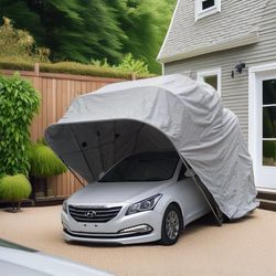 portable 18FT X 8FT X 7.5FT Sunshade Retractable Arch Garage Canopy Carports for Vehicle Storage Parking
