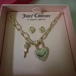 Juicy Couture heart necklace and earring set
