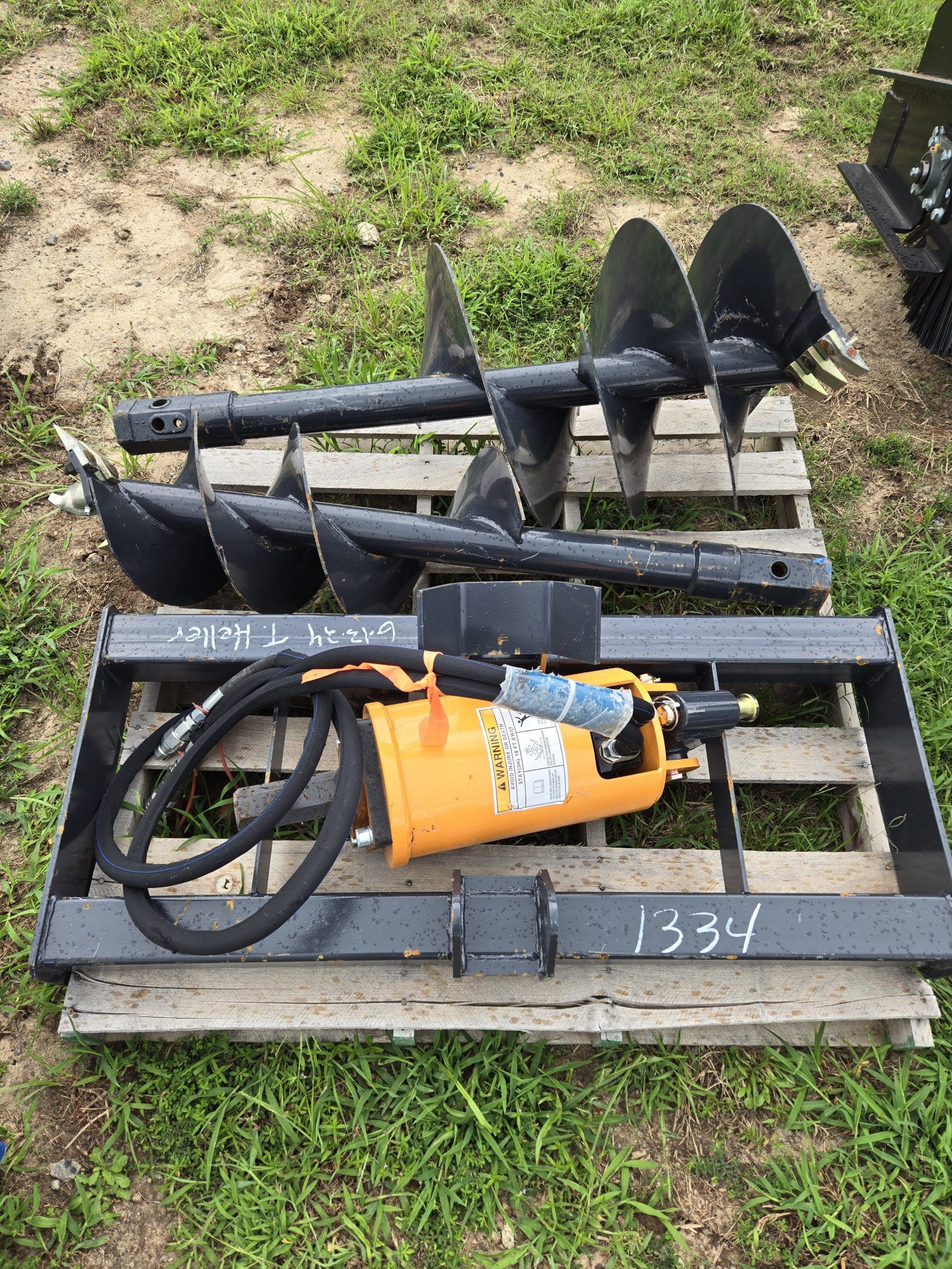 Skid steer, bobcat x-change, or tractor with stump planer, extension bars, adapters, and (3) augers.