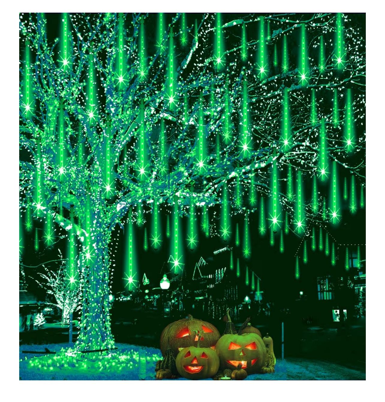 Brandnew Christmas Lights Outdoor Falling Rain Meteor Shower Lights 12 inch 8 Tube 192 LED Snowfall Icicle Cascading String Light for Xmas Tree Christ