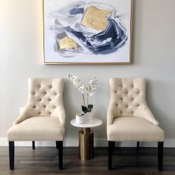 Dining Chairs Tufted Linen- Set of 2