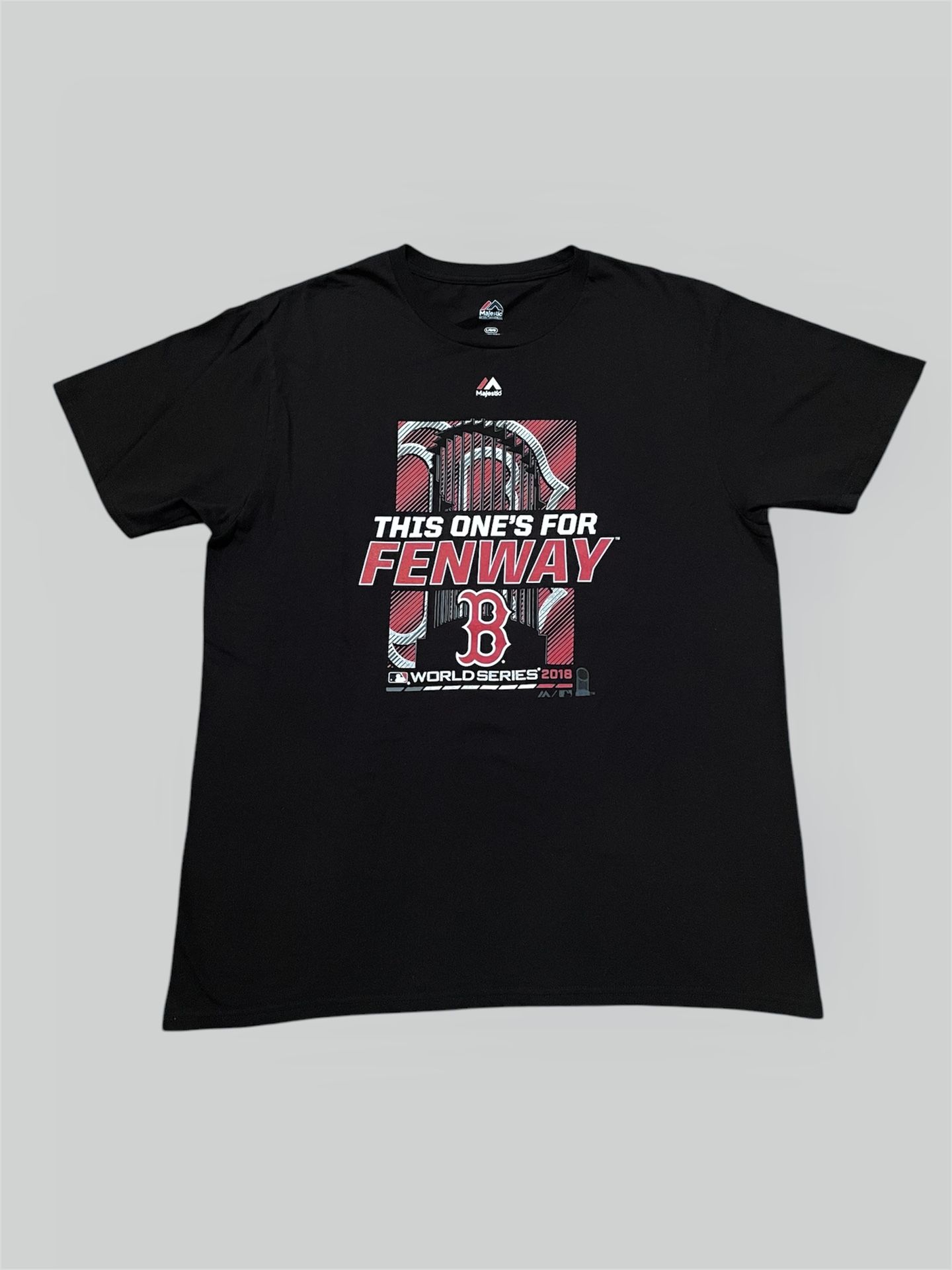 Boston Red Sox 2018 World Series Champions black and red majestic T shirt Size Large