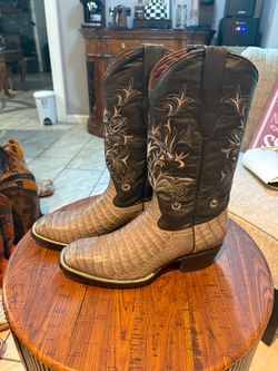 Grey crocodile belly boots