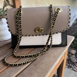 Coach Parker Leather Scallop Rivet Handbag