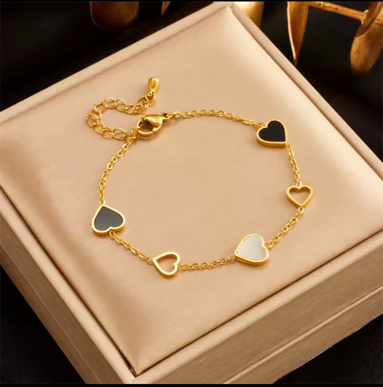 Love Hearts Gold Chain Bracelet