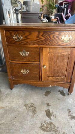 Antique Oak Dresser with Brass Hardware