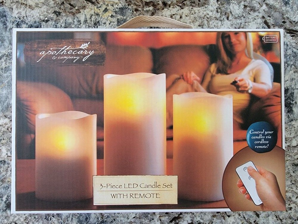 Apothecary 3 Piece Led Candle Set With Remote