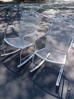 Wrought iron patio rocking chairs set