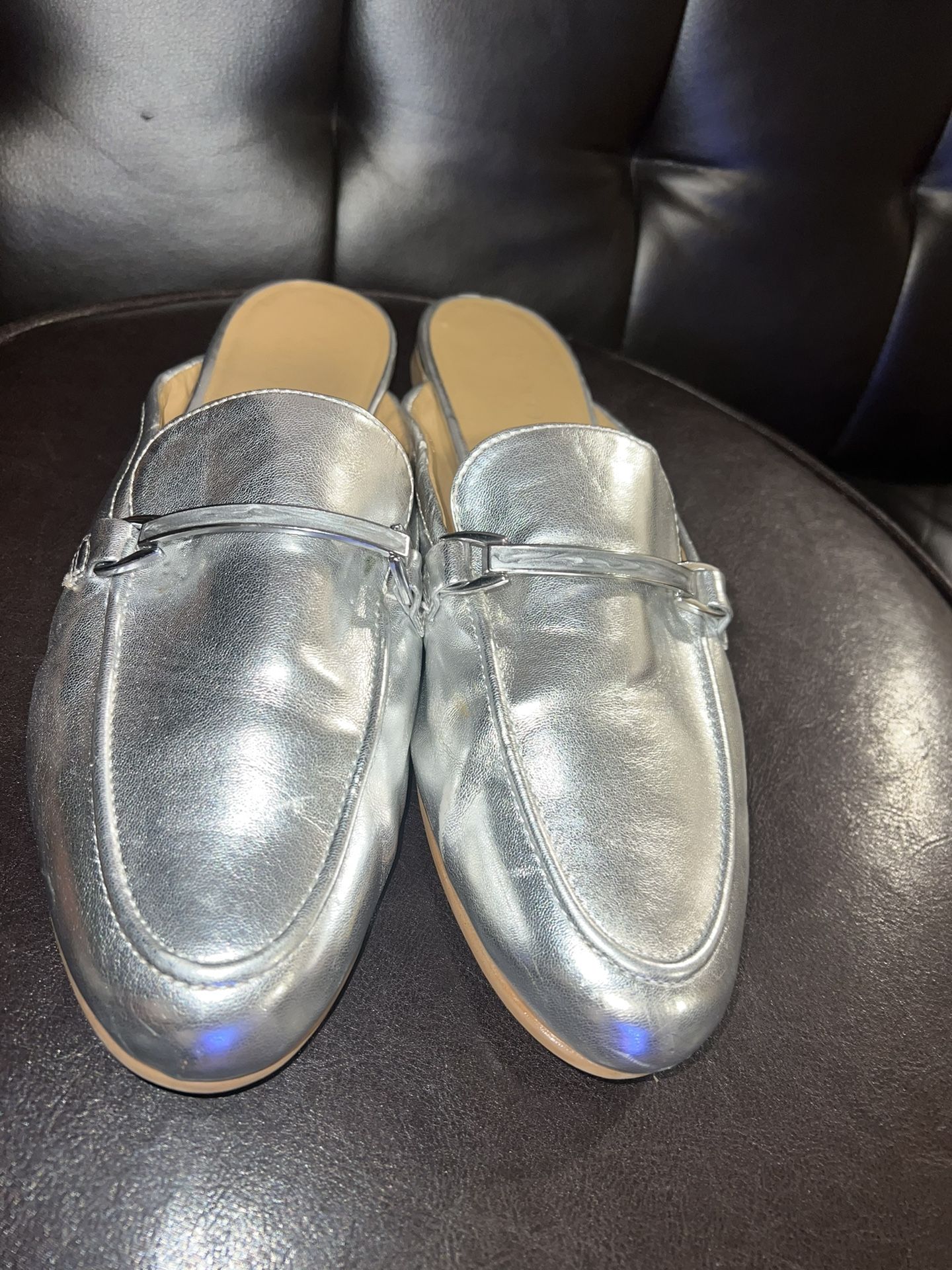 Franco Sarto metallic silver flats size 10M