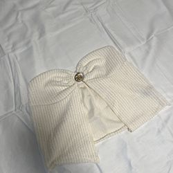 Cream and white bow tie tank top