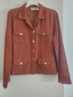 Burnt Orange Button Up Blouse Size Medium 