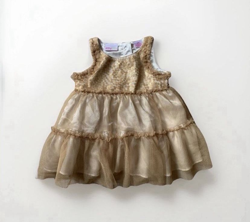 Gold Sequin Ruffle Dress 6mos