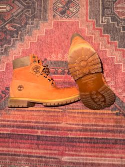 Orange timberland shoes