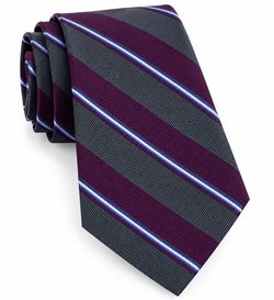 Brooks Brothers Makers & Merchants Men’s Necktie Purple Gray White Striped Tie