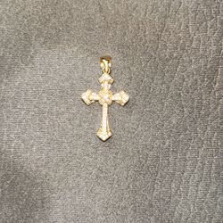 24k Iced Out Gold Cross 2 Inch Long 