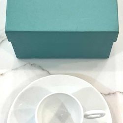 Bernardaud Espresso Cup & Saucer Fusion Blanc  France White 2 Oz Hard to Find