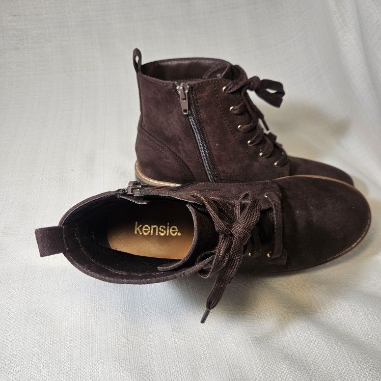 Kensie Women's Kasha Lace-Up Ankle Boots - Borwn Suade Boots