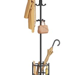Tajsoon Perchero con Soporte para Paraguas, Árbol de Abrigos Independiente con 16 Ganchos, Soporte para Perchero para Sala de Estar, Dormitorio, Ofici
