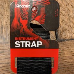 D'Addario (formerly Planet Waves) black nylon instrument strap with EMG branding 

