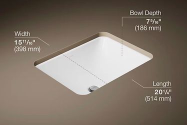 Kohler White Caxton Rectangle Undercounter Lav Sink
