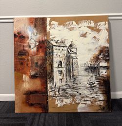 original Paint OOAK City scape paintings Mixed Texture & Abstract signed 39”*39”