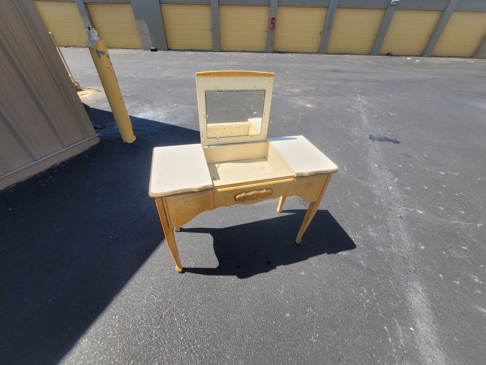 Vintage French Provincial Vanity Desk W/Hidden Flip Up Mirror