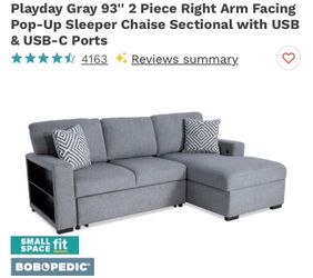 Sectional grey sofa with storage