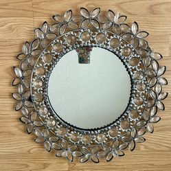 Oriental Round Wall Mirror With Rhinestones 