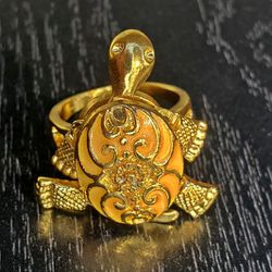 Glow In The Dark Gold Turtle Ring Size 8