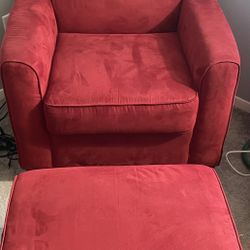 Red Chair With Ottoman