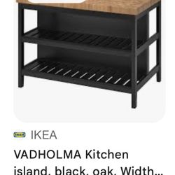 IKEA VADHOLMA Kitchen Island – Black & Oak – $450 (Retail $699)