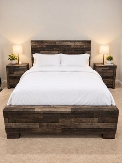 Queen bed frame Ashley furniture derekson style  with leggett and platt electric adjustable  bed base (frame)