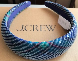 (NEW) WOMEN’S J.CREW FACTORY SEQUIN TARTAN PUFF HEADBAND - SIZE: OS (ONE SIZE)