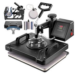 VEVOR 6 in 1 Heat Press Machine with  T Shirts Hat Mug Cap Plate 