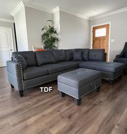 Brand New L Shape Sectional Sofa With Storage Ottoman 