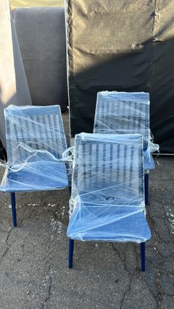 3 blue chairs . 15 each or 35 for all of them