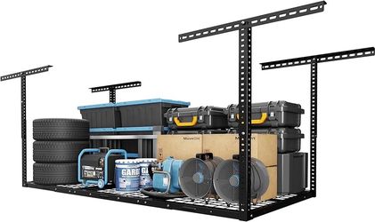 3x6 Overhead Garage Storage Adjustable Ceiling Rack 72" Length x 36" Width x 40" Height, 450lbs Weight Capacity, Black, Classic Series