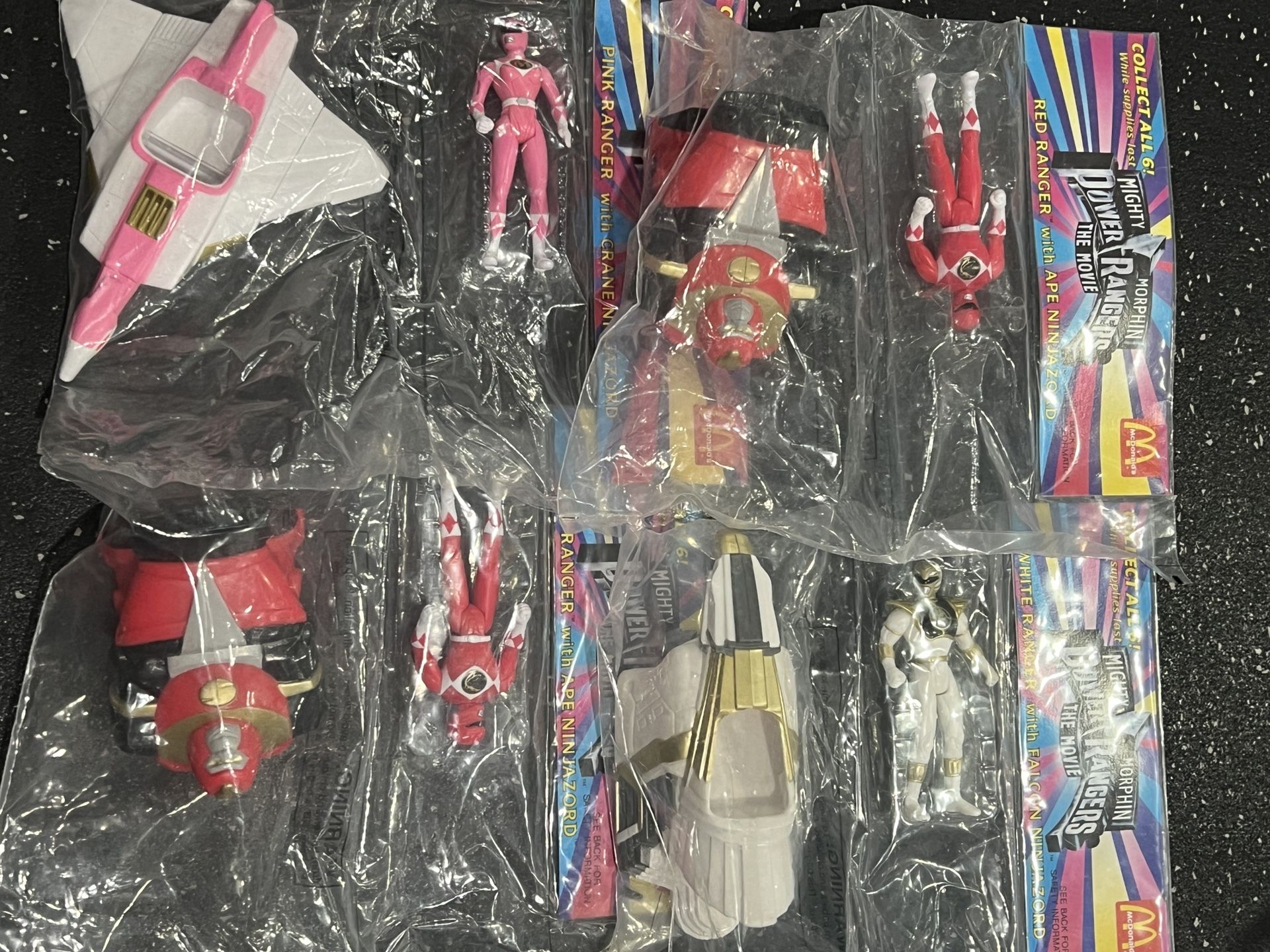 1995 McDonald's Mighty Morphin Power Rangers The Movie Set Of 4 Red Pink White