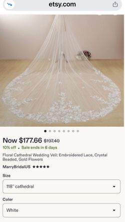 Brand new, never worn cathedral wedding veil.