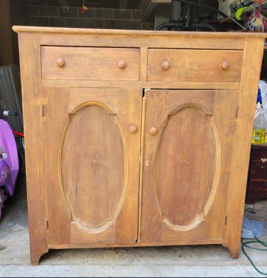 Antique Pine Wood Jelly Cabinet Cupboard Primitive