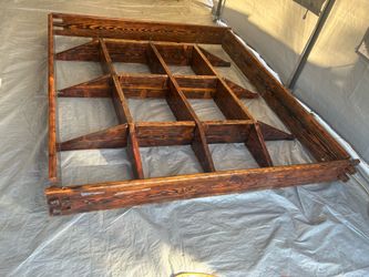 Custom Heavy-Duty Solid Wood King Bed Frame Base – Rustic Torched Finish