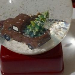 Pickup Truck In The Snow globe Music Box 