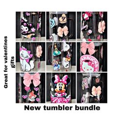 New Set Of 9 Tumblers Minnie Hello Kitty Princess Kami Aristocats