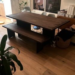 Wood Table Heavy Need Gone Asap! With Bench!