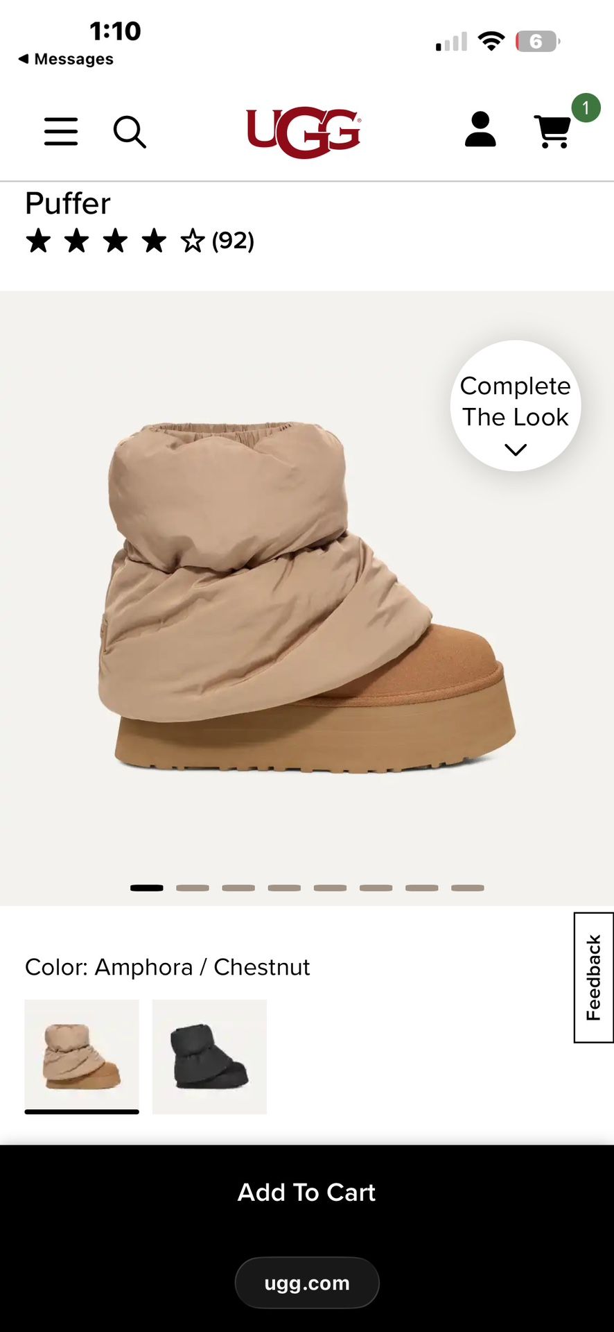 UGG Classic Mini Dipped Pufffer Size 8